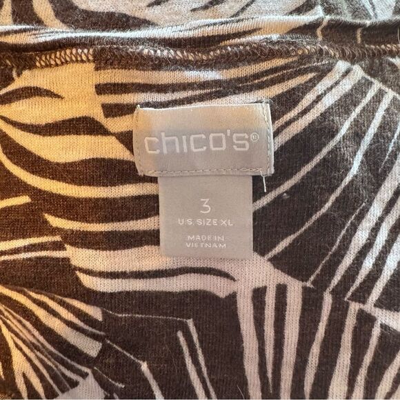 Chico's Brown and Off-white Leaf Print Blouse Top 3 16 XL - Picture 5 of 7